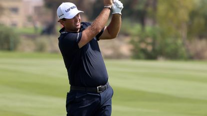 Patrick Reed takes a shot during the second round of the LIV Golf Jeddah event