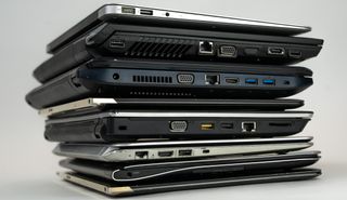 A pile of old laptops.