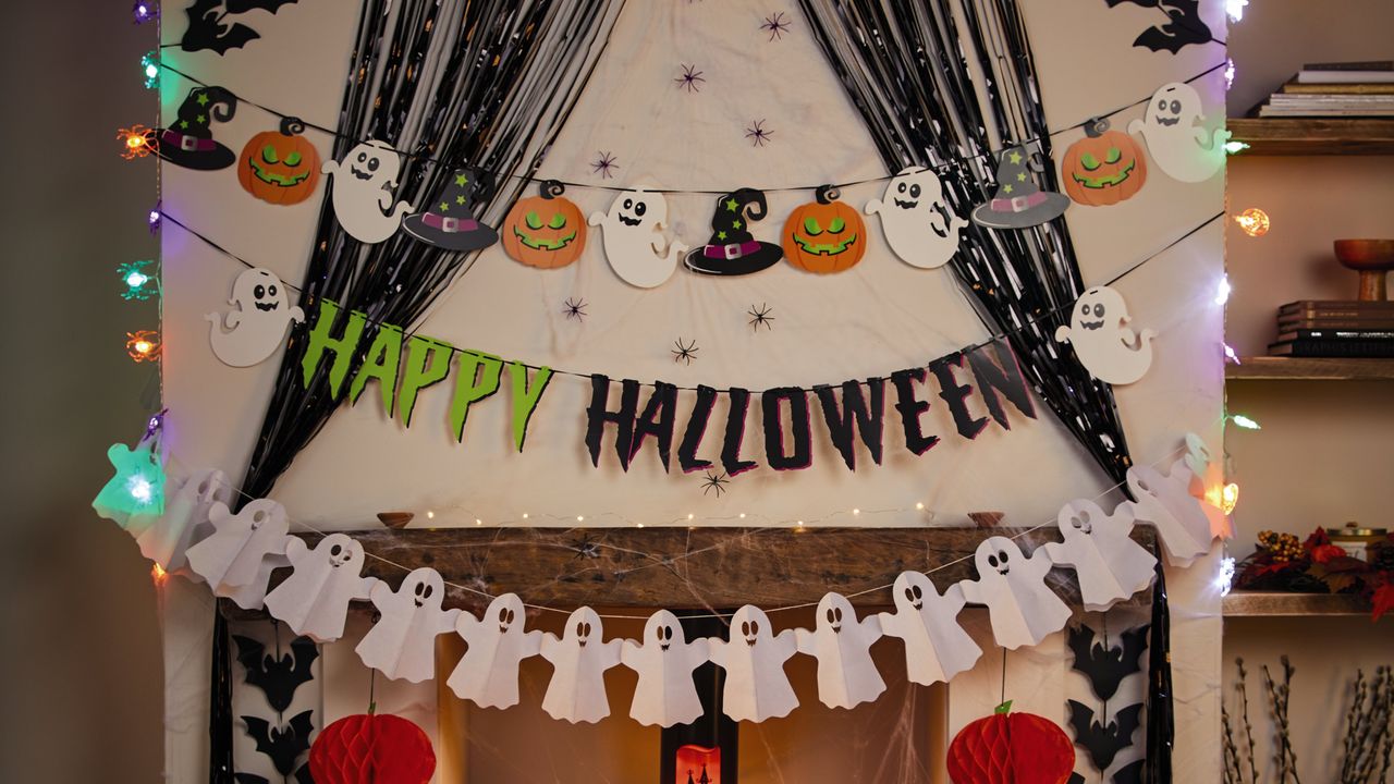 Inside of home decorated with Halloween decorations