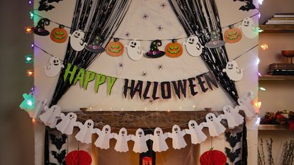 Inside of home decorated with Halloween themed decorations