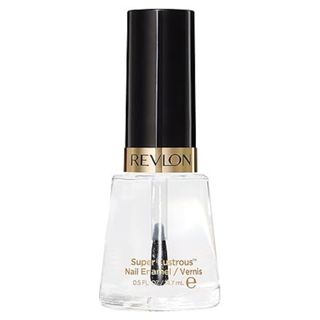 Revlon Clear Nail Polish in glass bottle with black and gold branded lid top