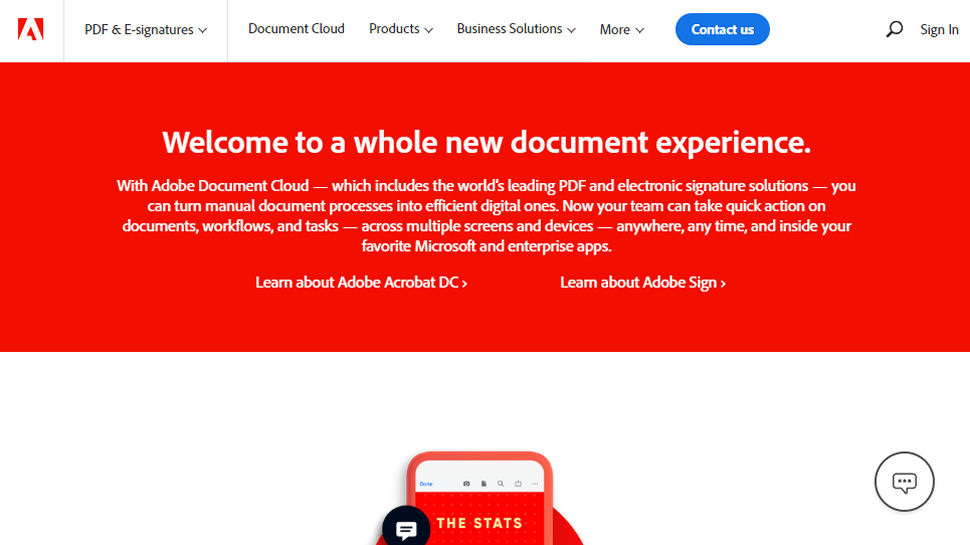 Website screenshot of Adobe Acrobat