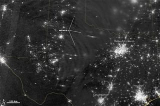 The Suomi NPP satellite captured nightglow over Texas and Oklahoma.