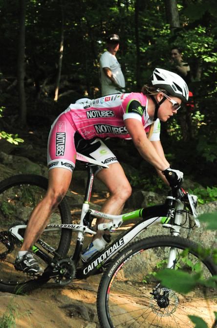 Kaila Hart (NoTubes Elite Women's Racing) ripping the descent despite the appearance of having crashed
