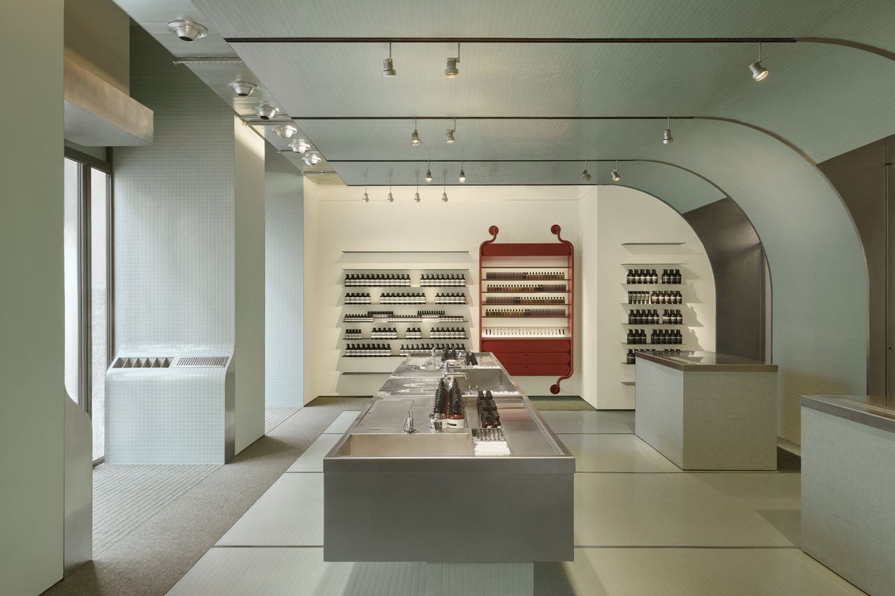 aesop milan store opens with curved ceiling