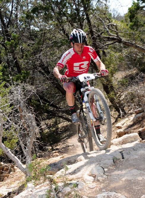 Justin Lindine (Redline) trying to recover from a massive crash at the start