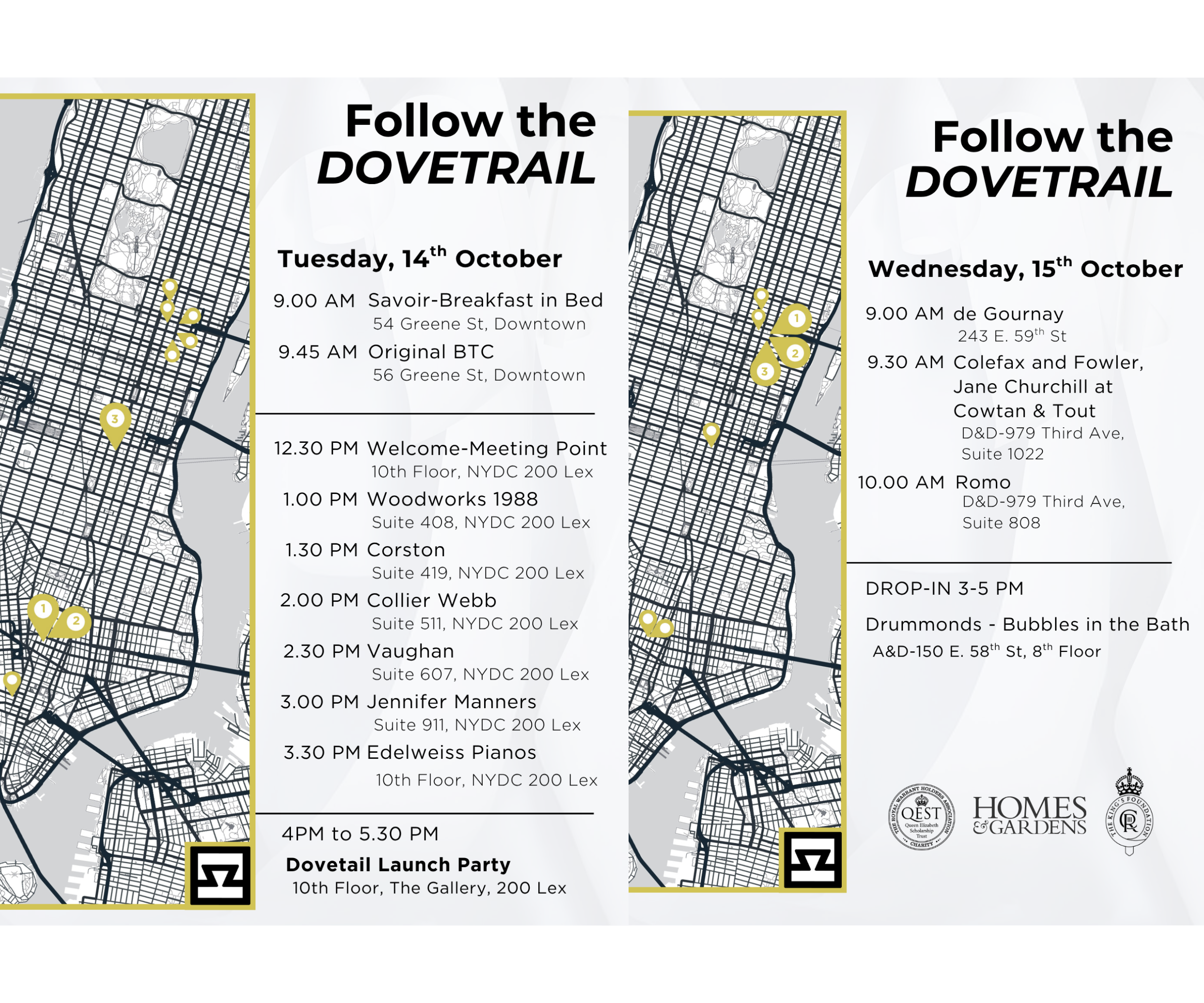 Two maps showing some craft tours