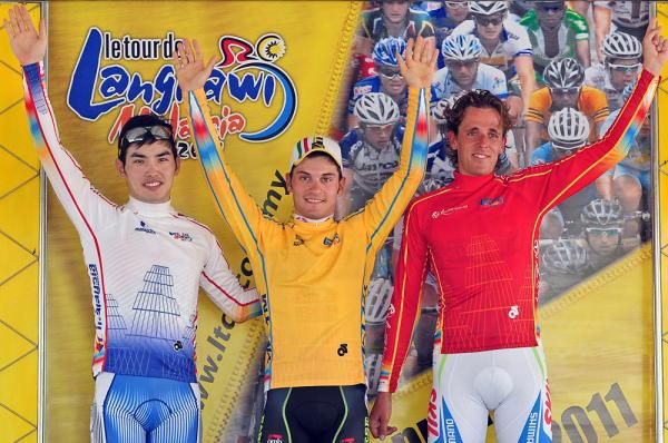 The stage 1 podium at Tour de Langkawi