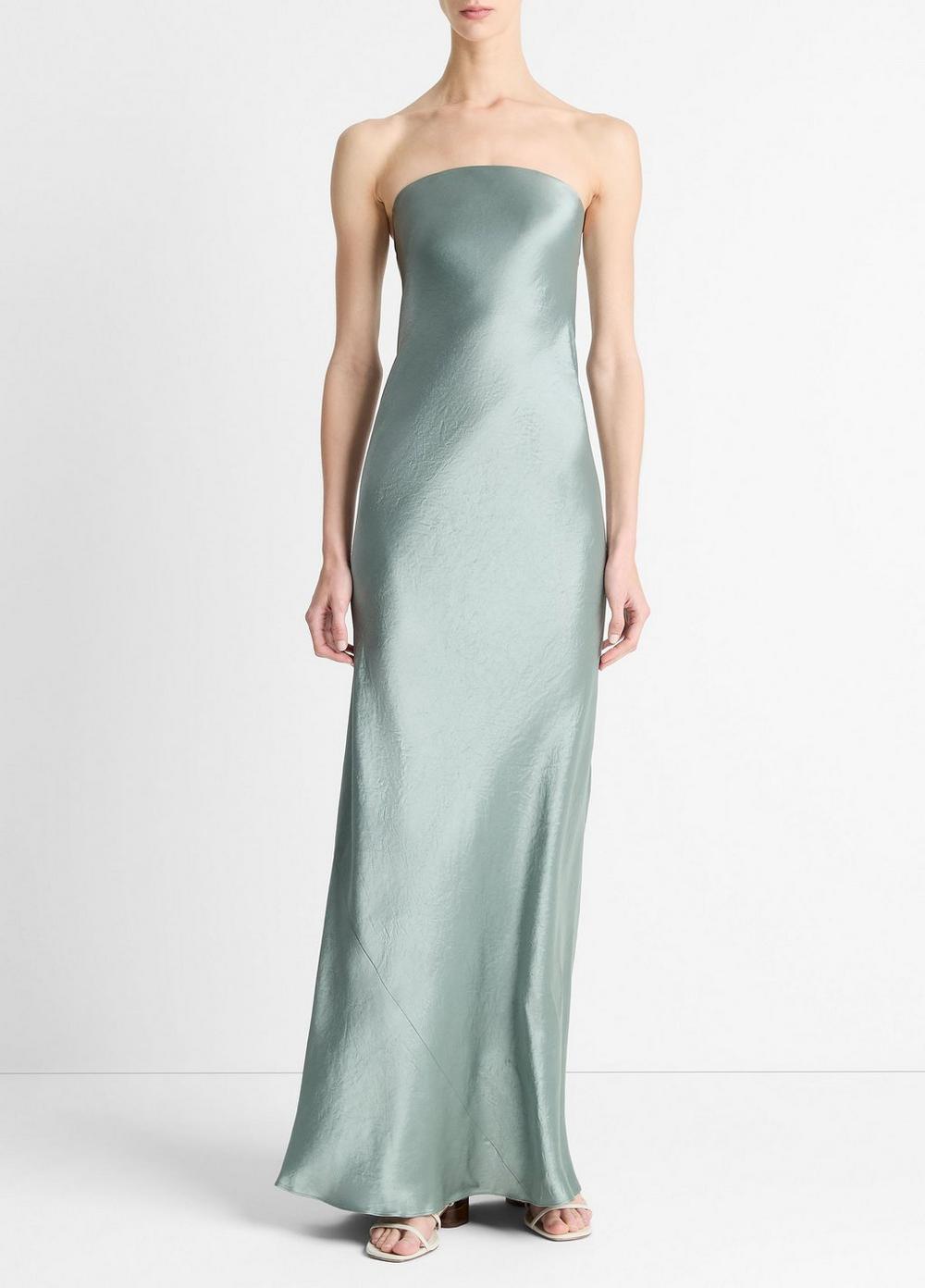 Satin Strapless Maxi Dress