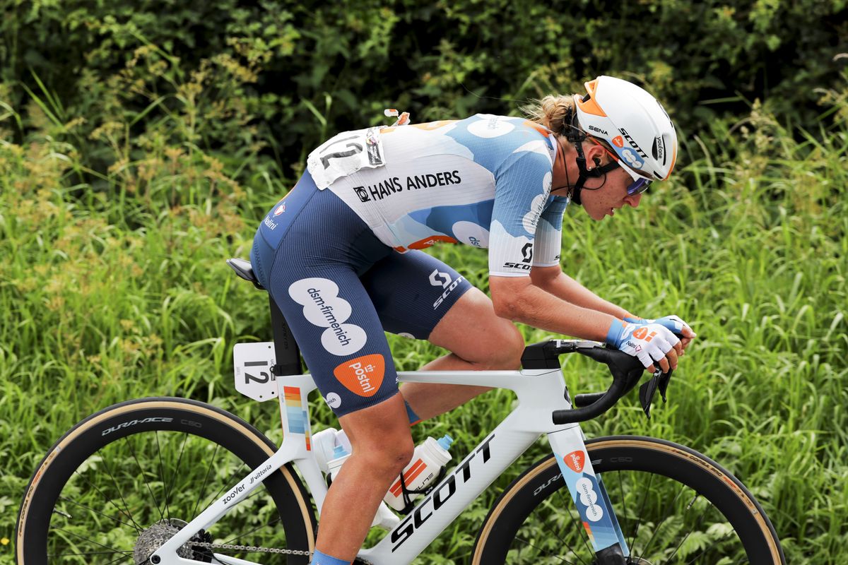 Franziska Koch in the solo break on stage 2 of the Tour of Britain Women