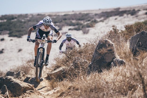 Investec Songo Specialized's Christoph Sauser and Sipho Madolo during the prologue