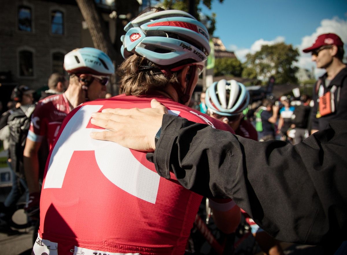 A pat on the back for Rick Zabel (Katusha-Alpecin)