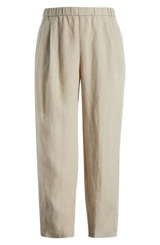 Eileen Fisher natural Pleated Organic Linen Lantern Pants