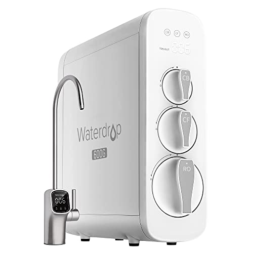 Waterdrop G3p600 Reverse Osmosis Water Filter, 600 Gpd, Water Softener, Reduce Tds, Reduce Scale, Enhance the Flavor of Coffee and Tea, 2:1 Pure to Drain, Smart Led Faucet