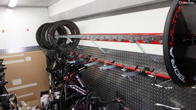Bikes and wheels are tightly packed