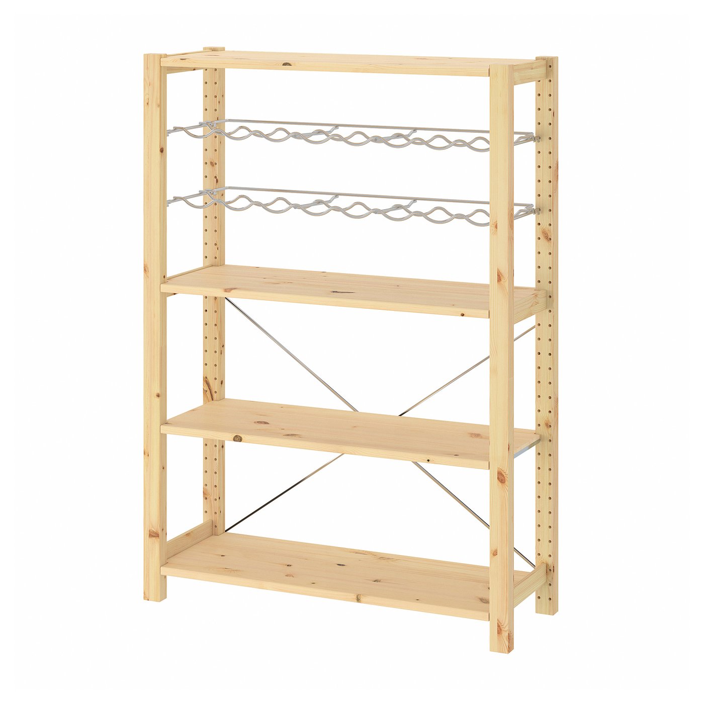 Ivar Shelving Unit With Bottle Racks - Pine 35x11 3/4x48 7/8 "