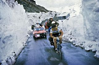 Bernard Hinault climbing the Stelvio in 1980