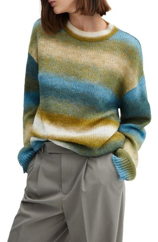 Space Dye Stripe Crewneck Sweater