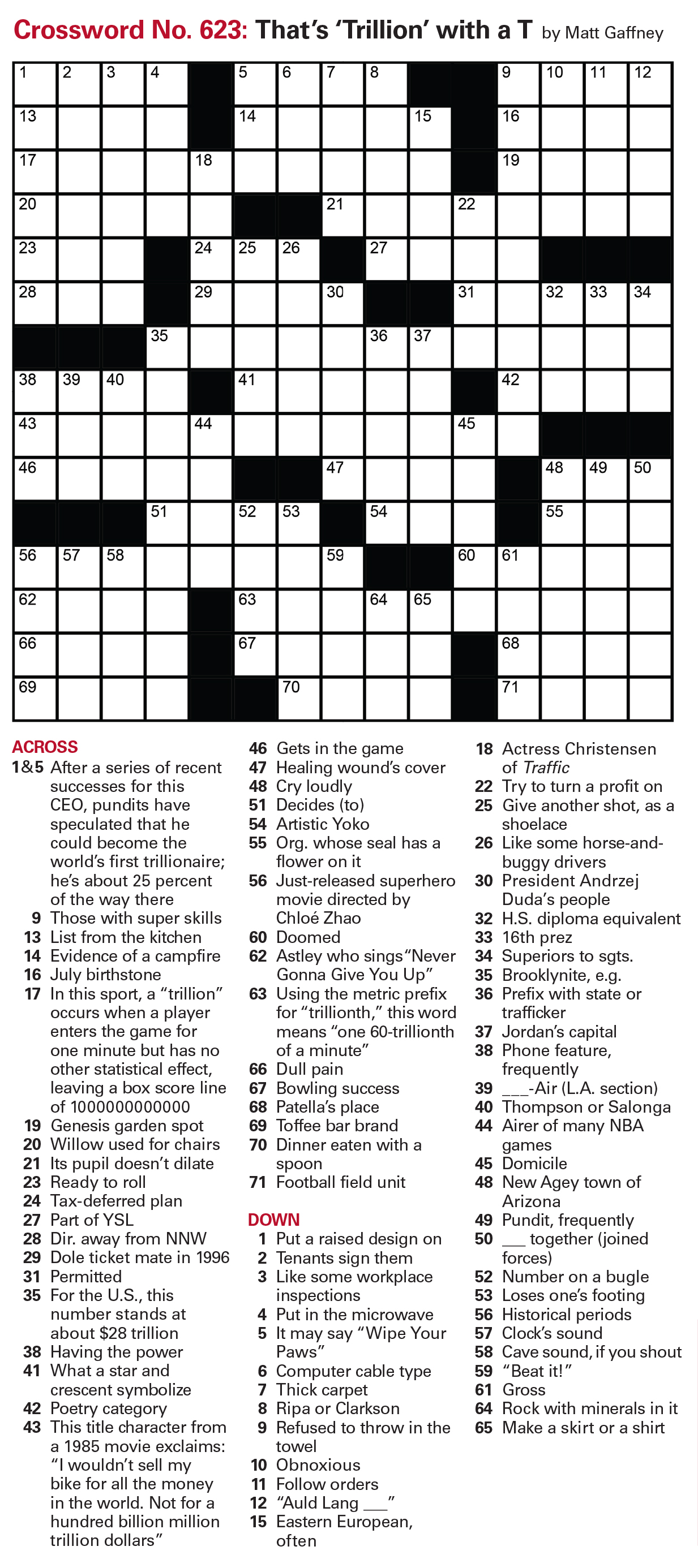 Crossword Blackout! XXII Quiz