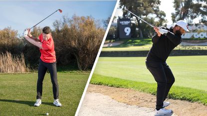 This Easy To Spot Mistake Is KILLING Power In Your Golf Swing: Golf Monthly Top 50 Coach Gary Munro and Jon Rahm demonstrating a short backswing