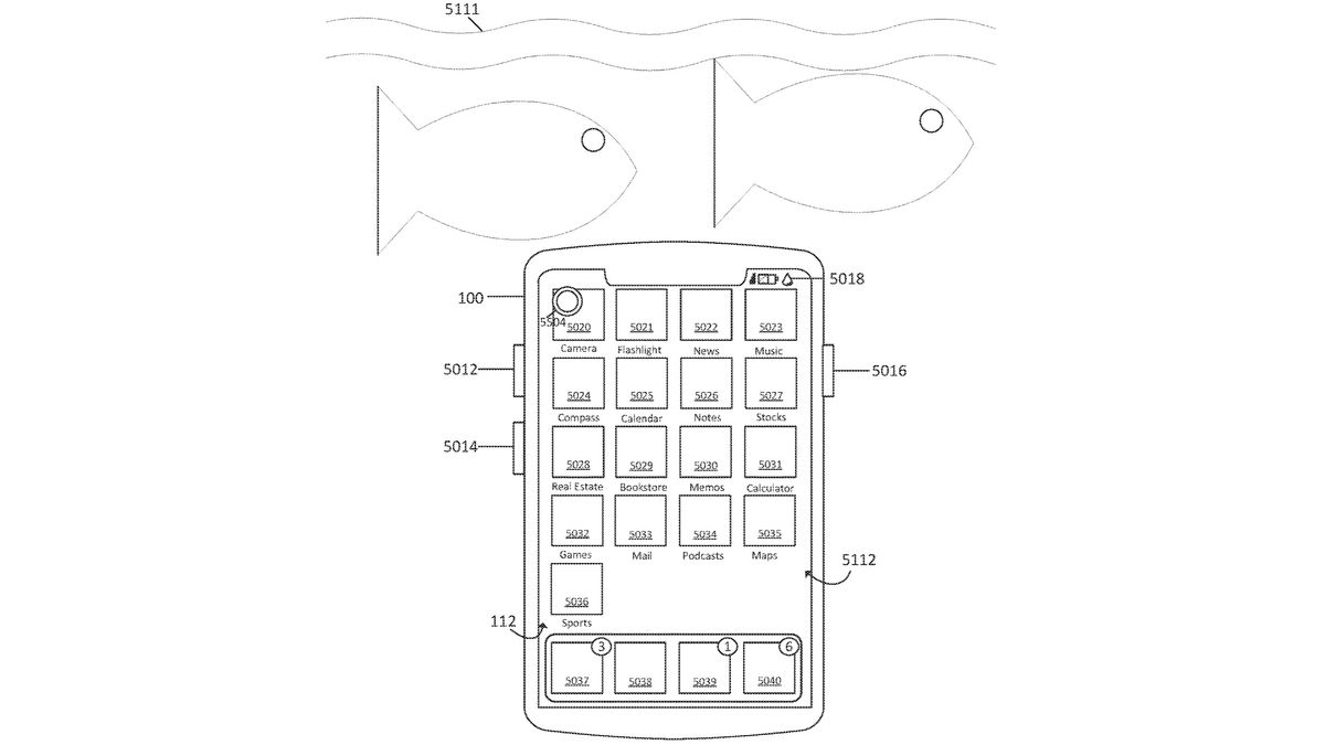 Apple patent showing an iPhone underwater