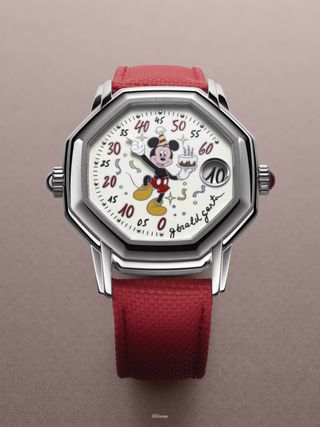 Red strap watch with mickey mouse in the centre