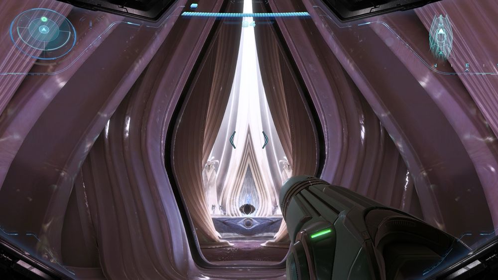 An image of a door design that looks like a vulva in the video game Metroid Prime 4