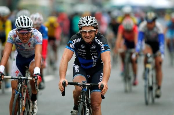 Rico Rogers smiles at the finish