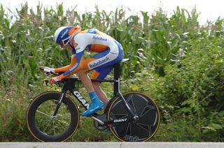 Robert Gesink (Rabobank) gives his all during the time trial