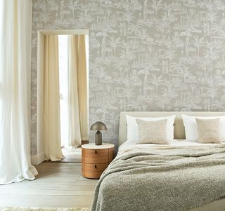 Beige bedroom with Arte wallpaper