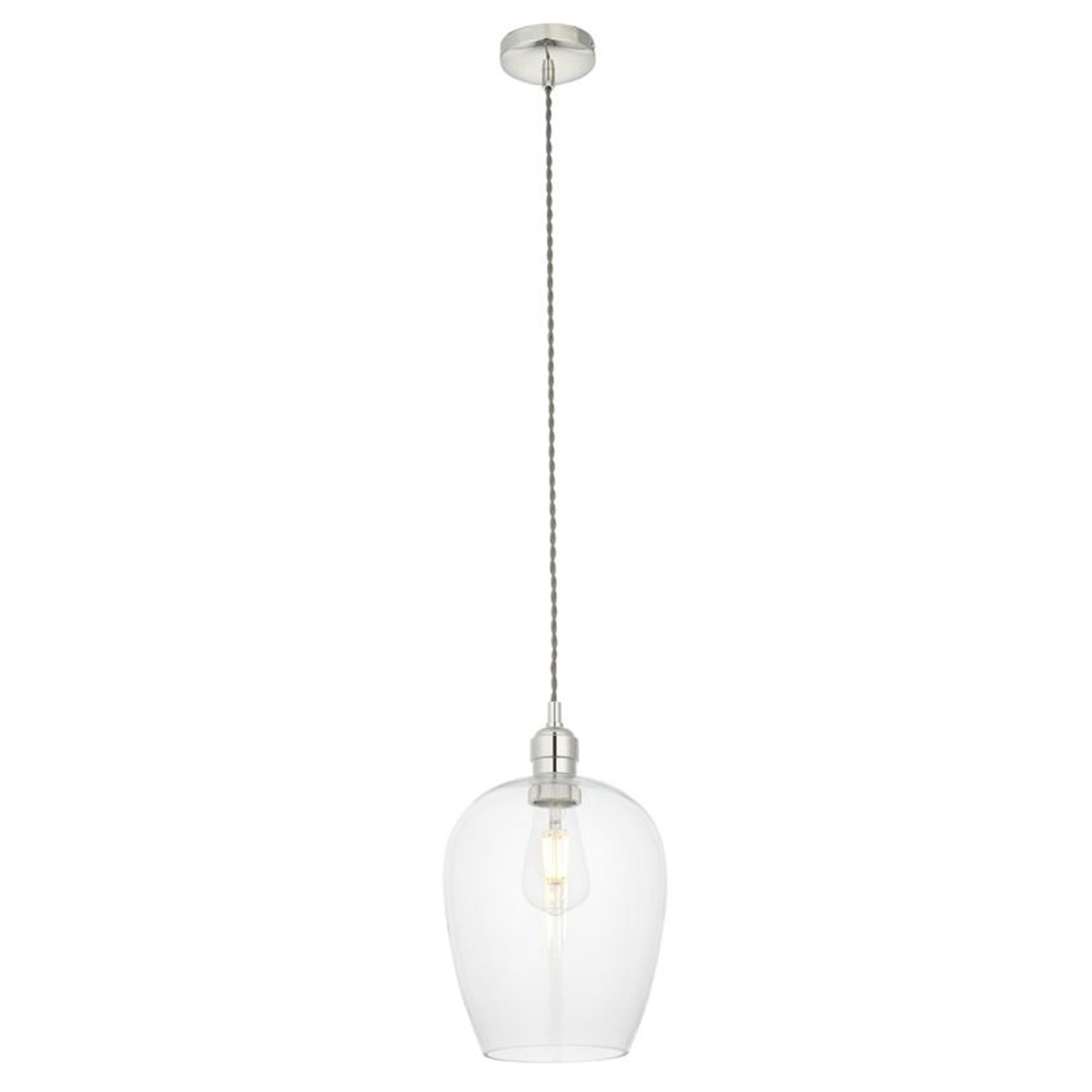 Hexton Glass Pendant in Bright Nickel