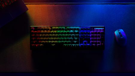 Razer Deathstalker V2 Pro review: gaming keyboard and mouse on a dark desk
