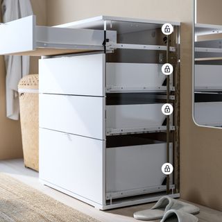 IKEA chest of drawers with Anchor and Unlock safety feature