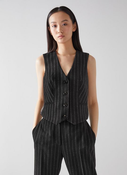 Nicholson Charcoal Grey Pinstripe Waistcoat