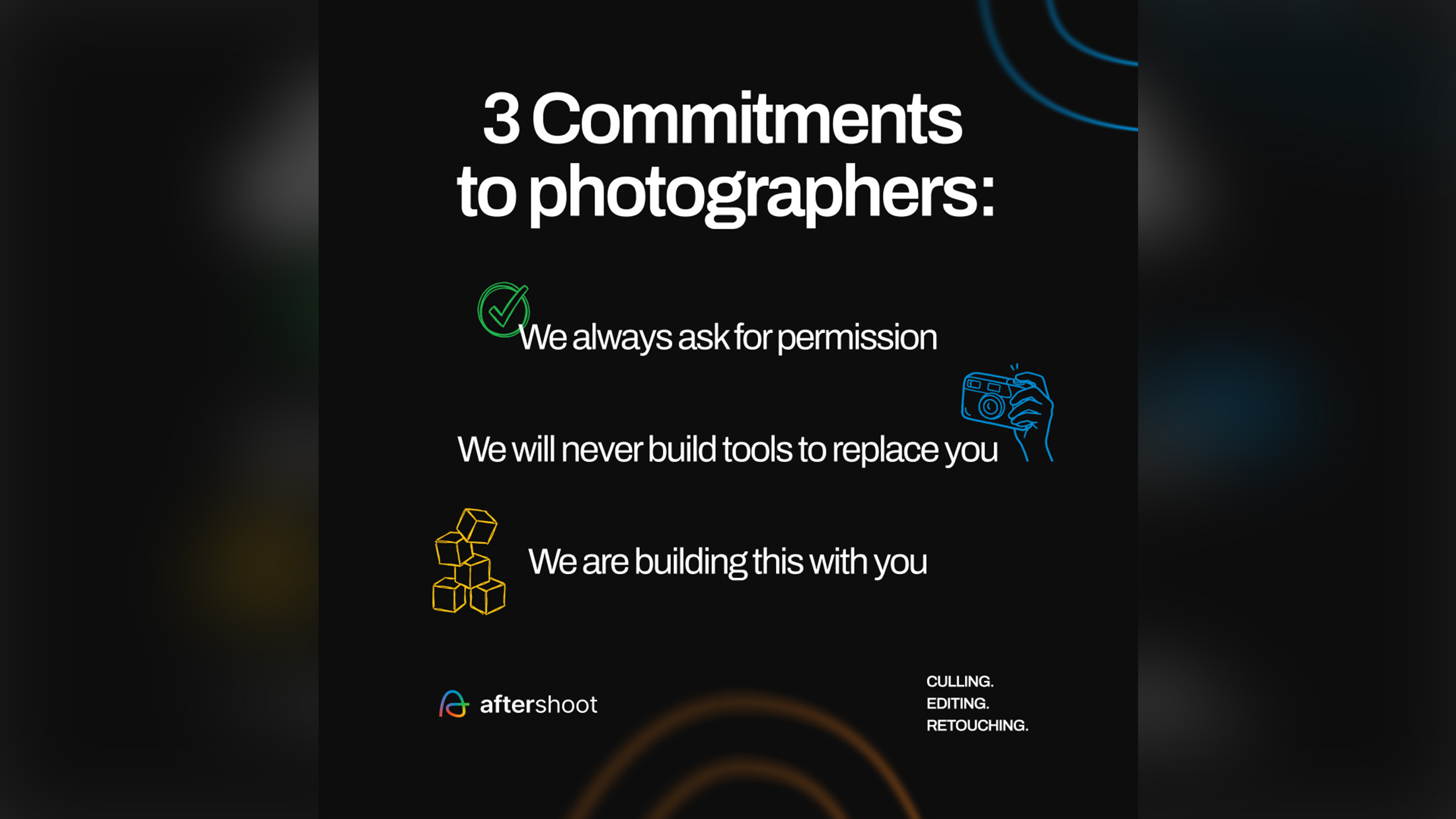 A graphic outlining a software company's commitments to its customers.