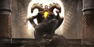 Dwayne Johnson's Black Adam sitting on throne