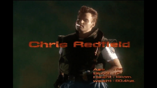 Resident Evil 1's live-action intro screenshot showing Chris Redfield smoking a cigarette.