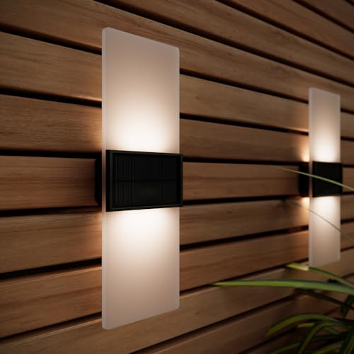 Solarcentre® Gemini Xl Set of 2 White & Warm White Outdoor Solar Powered Wall Lights (usb 27cm) : Amazon.co.uk: Lighting