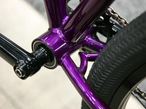 Hayes Bicycle Group's dirt jumper show frame sported an interesting chain stay bridge.