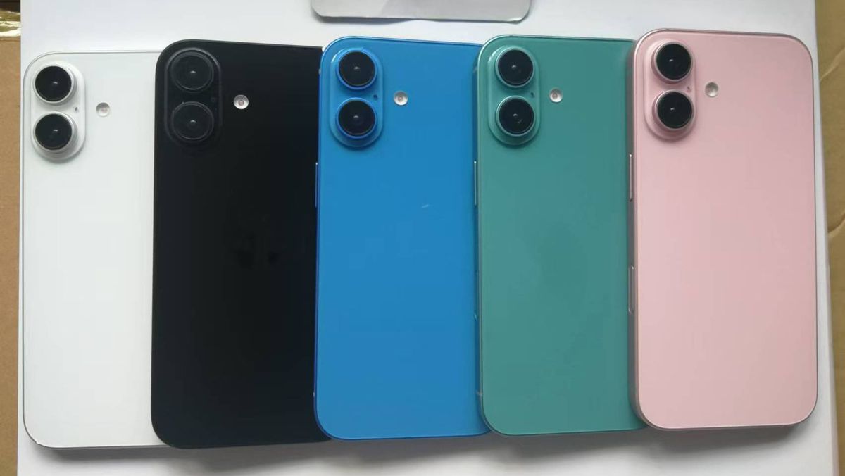 Alleged iPhone 16 units in white, black, blue, green and pink