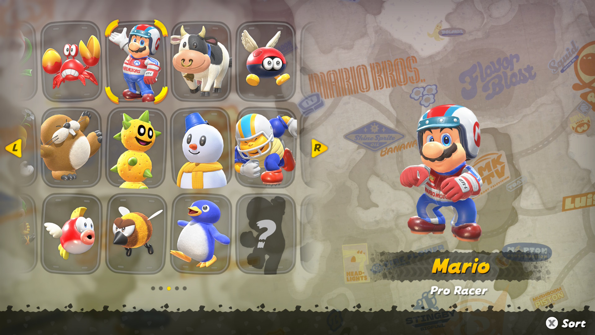 Mario wearing a Pro Racer outfit in Mario Kart World