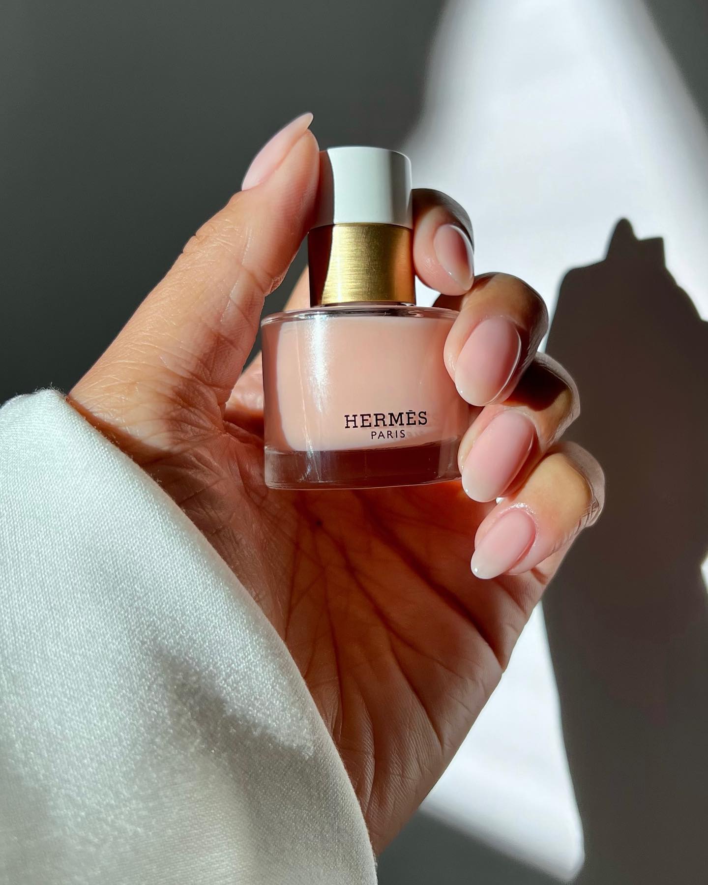 Sheer pink nails with Hermes Rose Coquille nail polish
