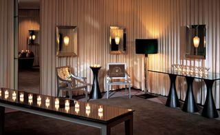 Reinterpreted chandeliers in a suite at Philippe Starck's San Francisco hotel, the Clift