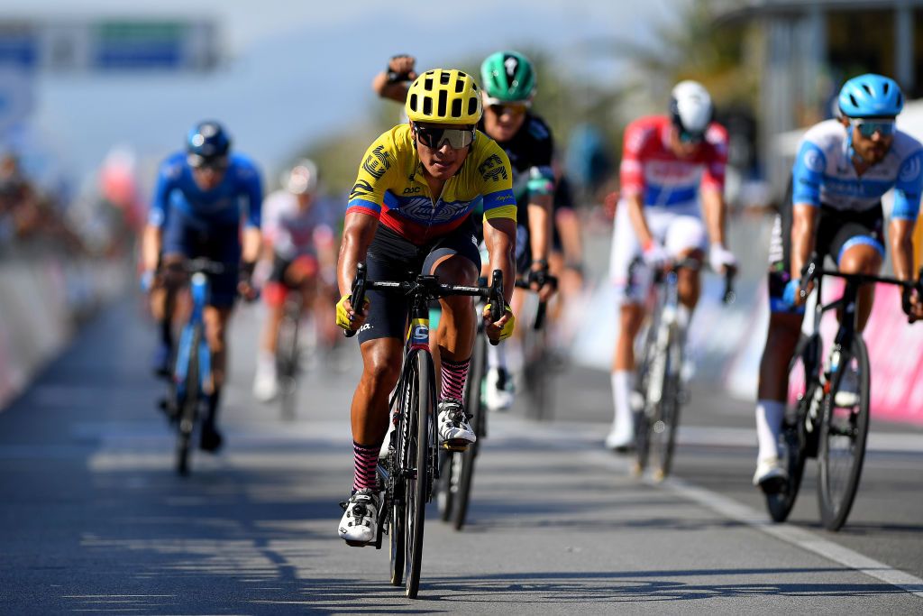 LIDODICAMAIORE ITALY SEPTEMBER 07 Arrival Jonathan Caicedo of Ecuador and Team EF Pro Cycling during the 55th TirrenoAdriatico 2020 Stage 1 a 133km stage from Lido di Camaiore to Lido di Camaiore TirrenAdriatico on September 07 2020 in Lido di Camaiore Italy Photo by Justin SetterfieldGetty Images