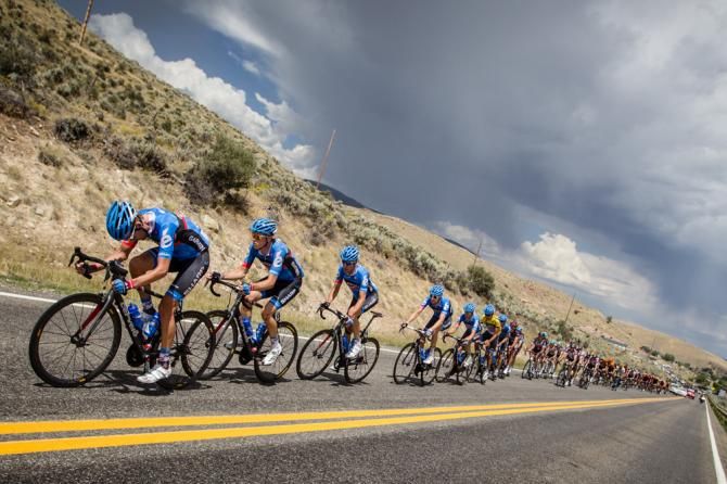 The peloton skirted heavy thunderstorms all day