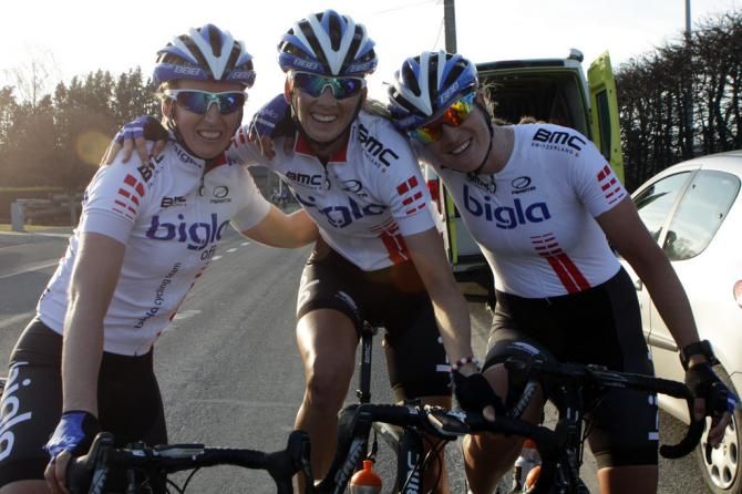 A happy Bigla team after Hogan's win