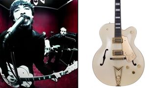 Dave Grohl plays a 1990 Gretsch White Falcon in the Foo Fighters' Monkey Wrench video (left), the same 1990 Gretsch White Falcon