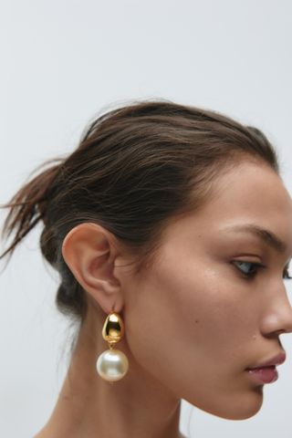 ZARA Pearl Hoop Earrings