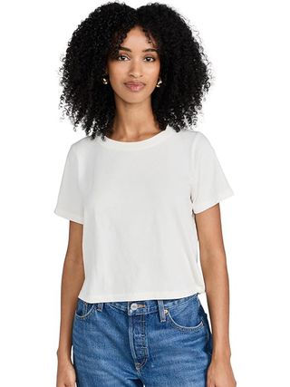 Madewell, Madewell Women's Soft Fade Cotton Boxy Crop Tee, Lighthouse, White, Xl