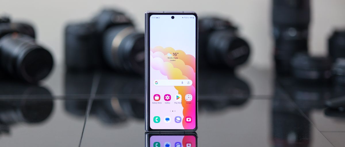 A photo of the Samsung Galaxy Z Fold 5 foldable smartphone